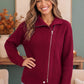 On Set Zip-Up Ribbed Sweater Jacket in Cranberry