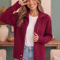 On Set Zip-Up Ribbed Sweater Jacket in Cranberry