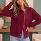 On Set Zip-Up Ribbed Sweater Jacket in Cranberry