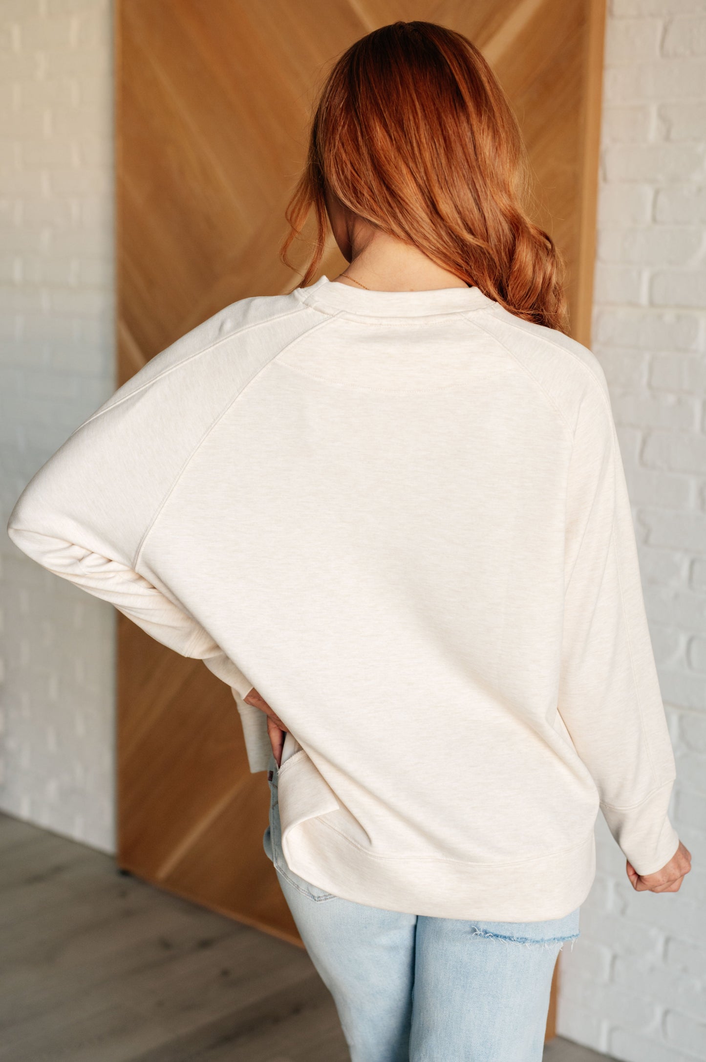 Must Be Relaxed Scuba Pullover in Beige