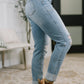 High Rise Patch Pocket Distressed Boyfriend Jeans - Judy Blue
