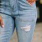 High Rise Patch Pocket Distressed Boyfriend Jeans - Judy Blue