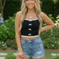 Bow Detail Ribbed Crop Tank