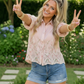 Pretty in Pink Floral Embroidered Button Down Top