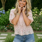 Pretty in Pink Floral Embroidered Button Down Top