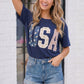 Stars Stripes and Daisy Vibes USA Graphic Tee