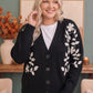 Off the Vine Black Floral Embroidered Cardigan