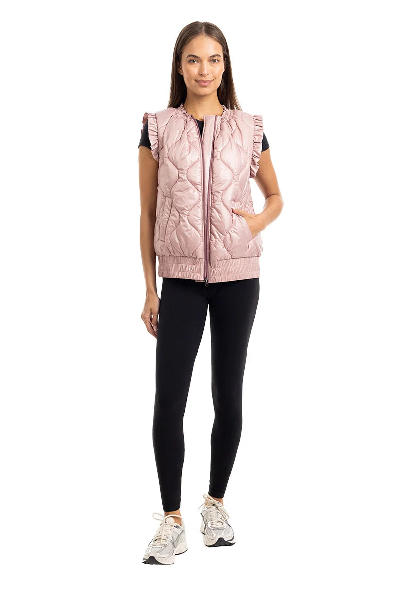 PREORDER: Blush Metallic Quilted Vest // eta to us Sept