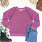 Lace Accent Vintage Wash Pullover - Purple