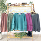 Lace Accent Vintage Wash Pullover - Purple