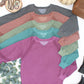 Lace Accent Vintage Wash Pullover - Purple