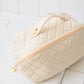 Large Capacity Quilted Makeup Bag in Cream
