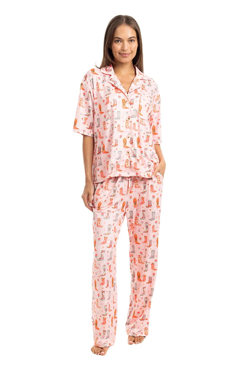 PREORDER: Boots & Roses Matching Pajama Pants Set  // eta early Sept