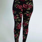 Black and Burgundy Floral Leggings