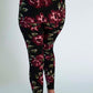 Black and Burgundy Floral Leggings