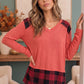 Plaid Patch Pullover in Coral