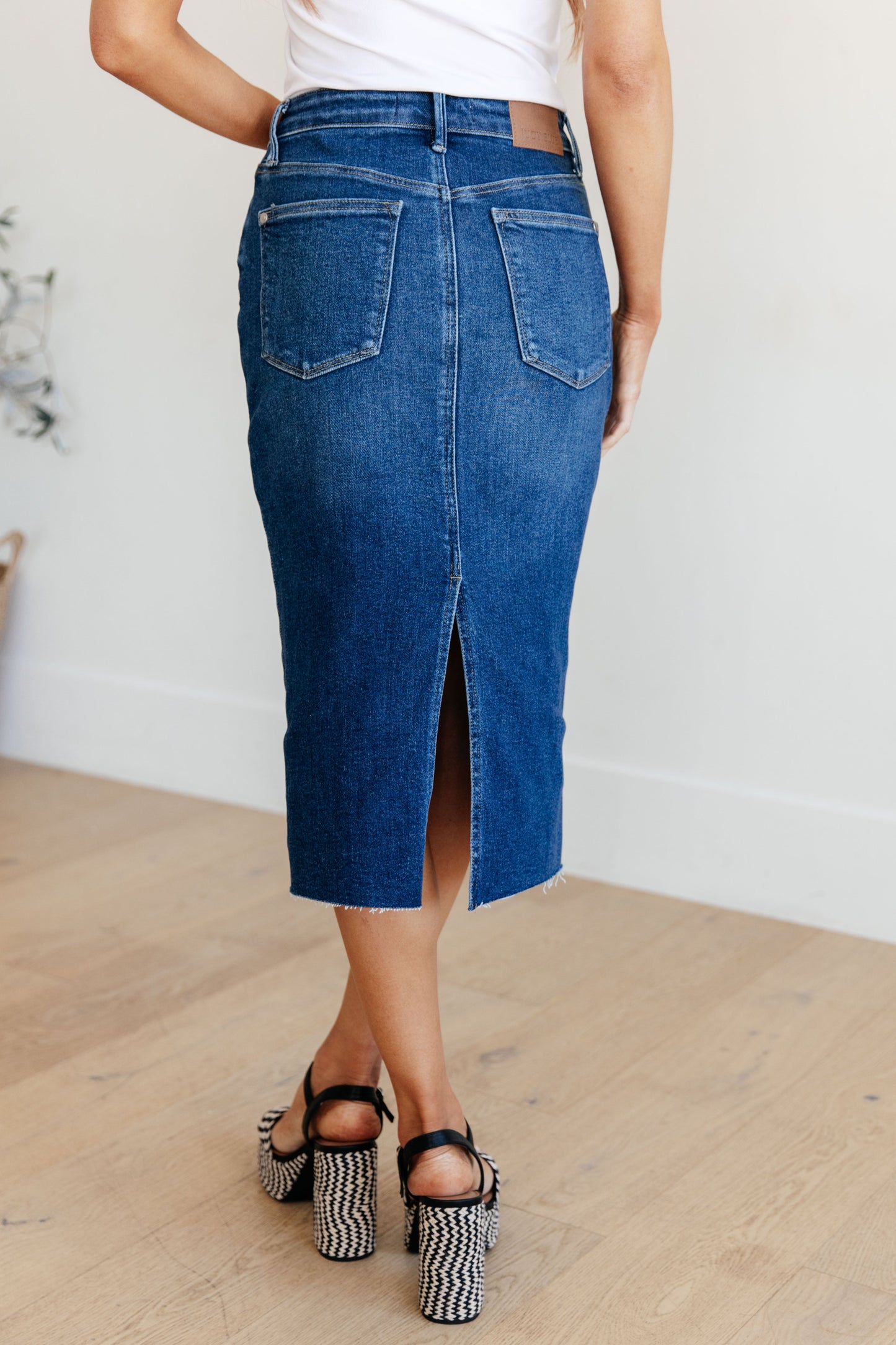 High Rise Denim Midi Skirt - Judy Blue