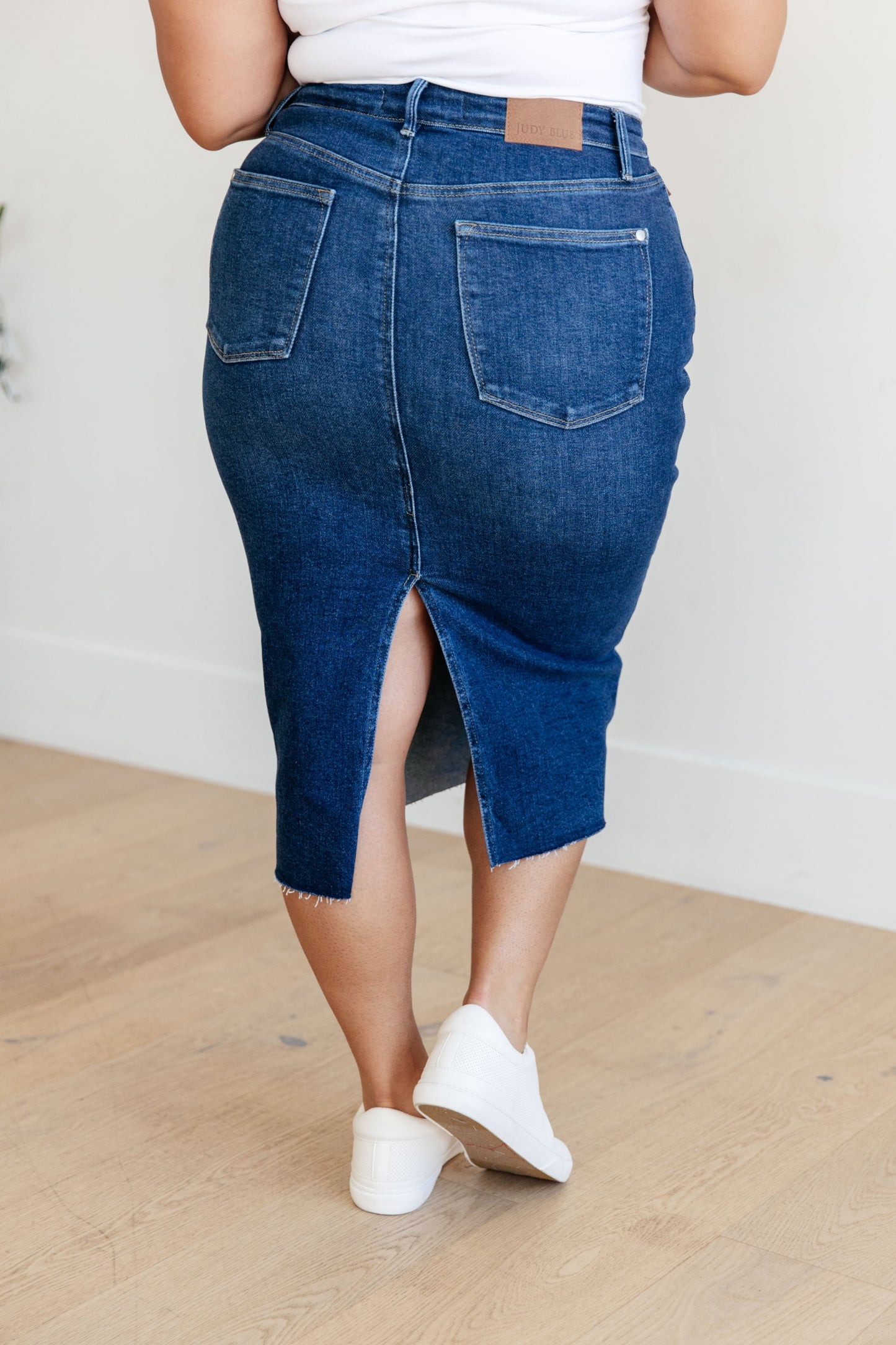 High Rise Denim Midi Skirt - Judy Blue