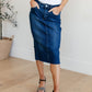High Rise Denim Midi Skirt - Judy Blue