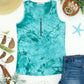 Mila Zipper Tank - Teal Tie Dye
