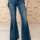 High Rise Tummy Control Frayed Hem Flare Jeans - Judy Blue