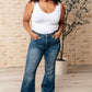 High Rise Tummy Control Frayed Hem Flare Jeans - Judy Blue