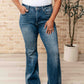 High Rise Tummy Control Frayed Hem Flare Jeans - Judy Blue