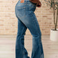 High Rise Tummy Control Frayed Hem Flare Jeans - Judy Blue