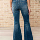High Rise Tummy Control Frayed Hem Flare Jeans - Judy Blue