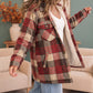 Cozy Plaid Sherpa Lined Shacket in Khaki Red