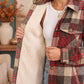 Cozy Plaid Sherpa Lined Shacket in Khaki Red