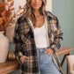 Cozy Plaid Sherpa Lined Shacket in Khaki Black