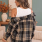 Cozy Plaid Sherpa Lined Shacket in Khaki Black
