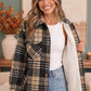 Cozy Plaid Sherpa Lined Shacket in Khaki Black