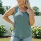 Waffle Knit Henley Tank in Dusty Teal