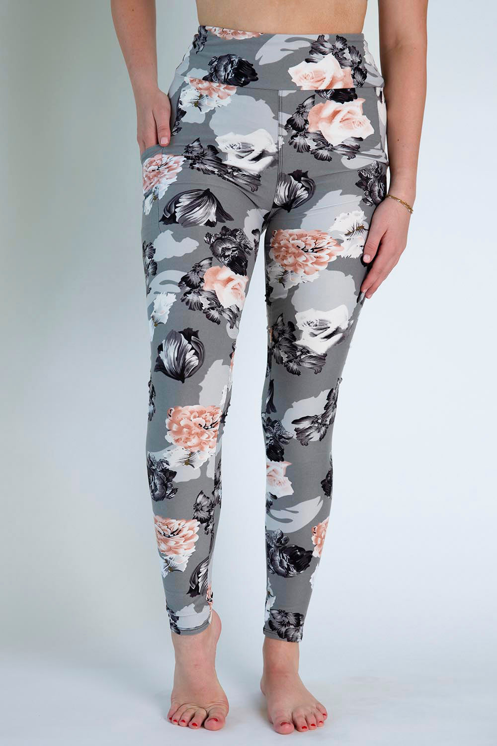 Light Gray Floral Leggings