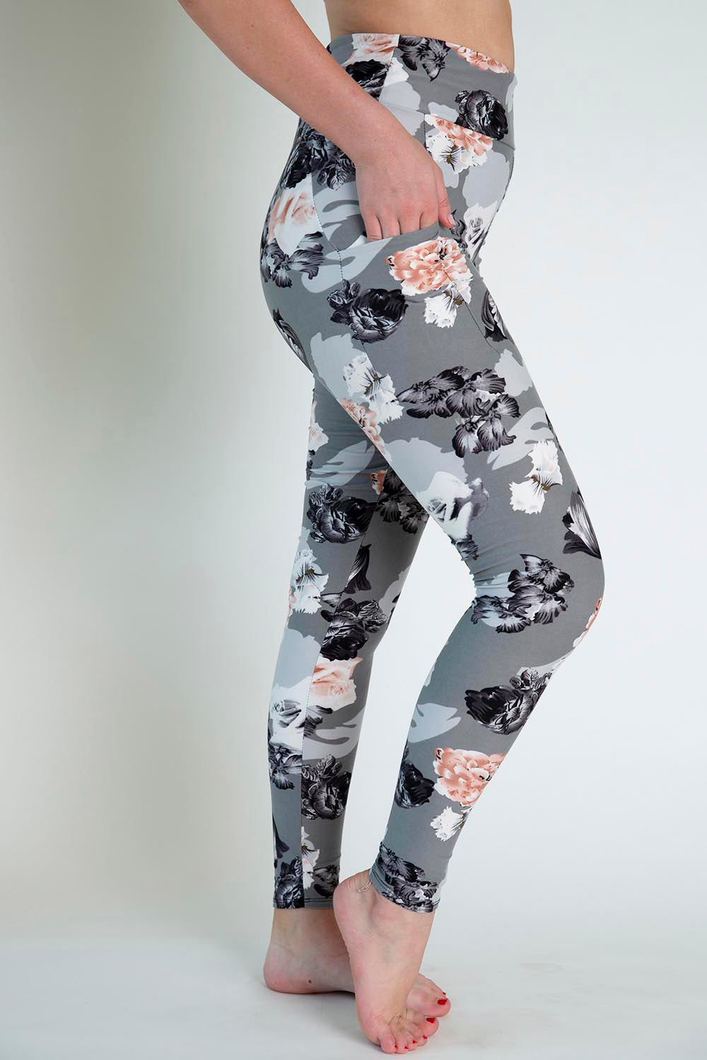 Light Gray Floral Leggings