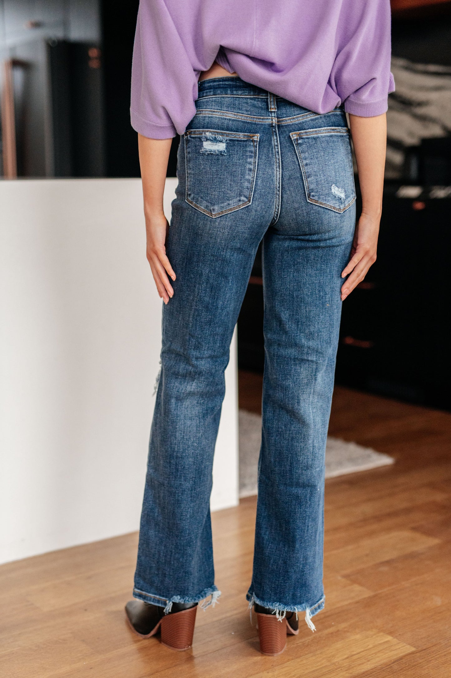 Rose High Rise 90's Straight Jeans in Dark Wash - Judy Blue