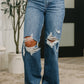 High Waist Rigid Magic l Straight Destructed + Adjustable Denim - Judy Blue