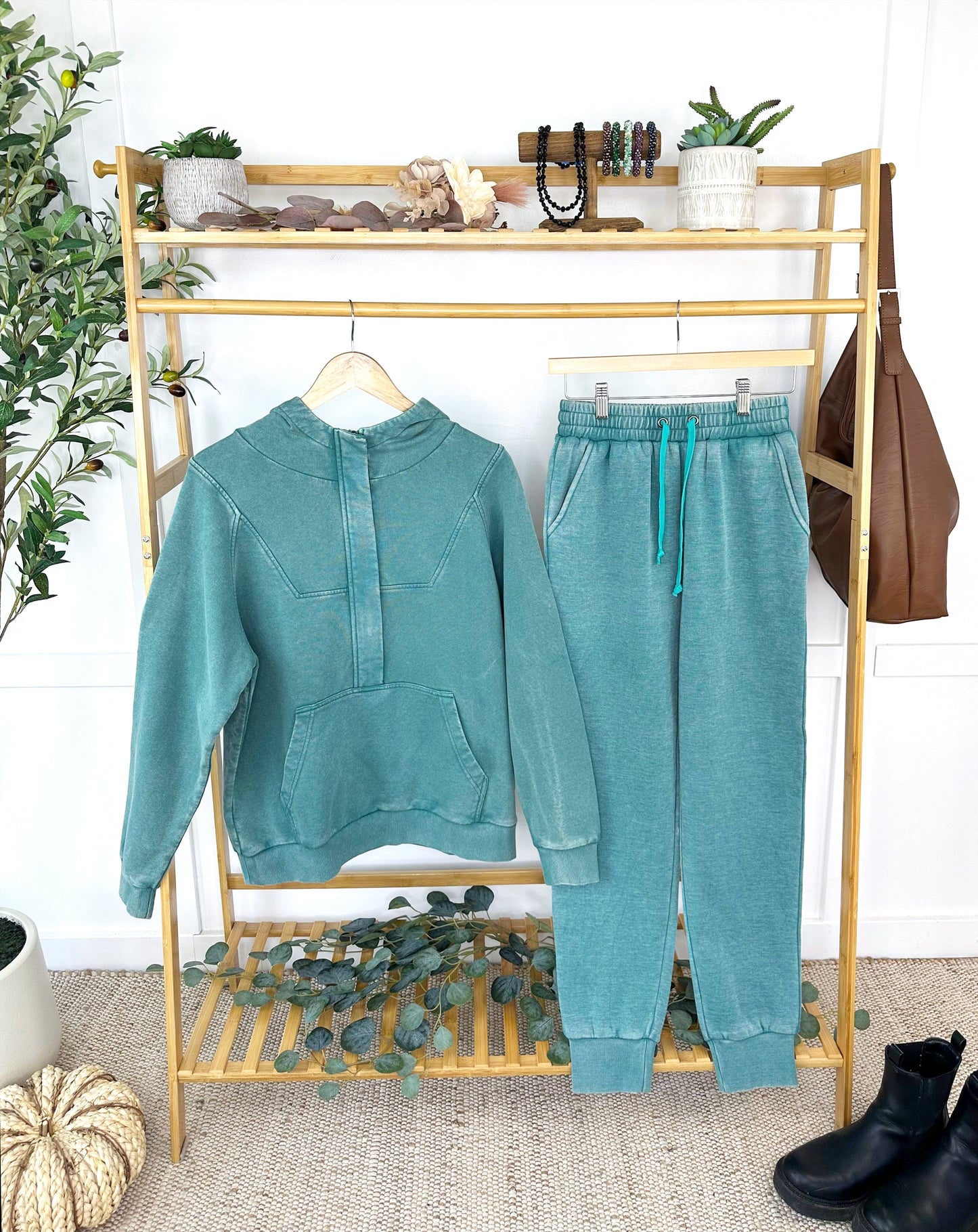 Vintage Wash Joggers - Teal