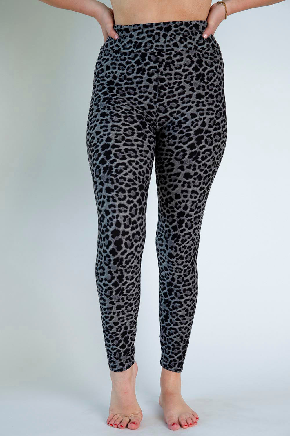 Gray and Black Leopard Leggings