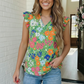 Garden Party Floral Ruffle Sleeve Blouse