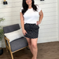 *ships free today* Black Polka Dot Drawstring Skort