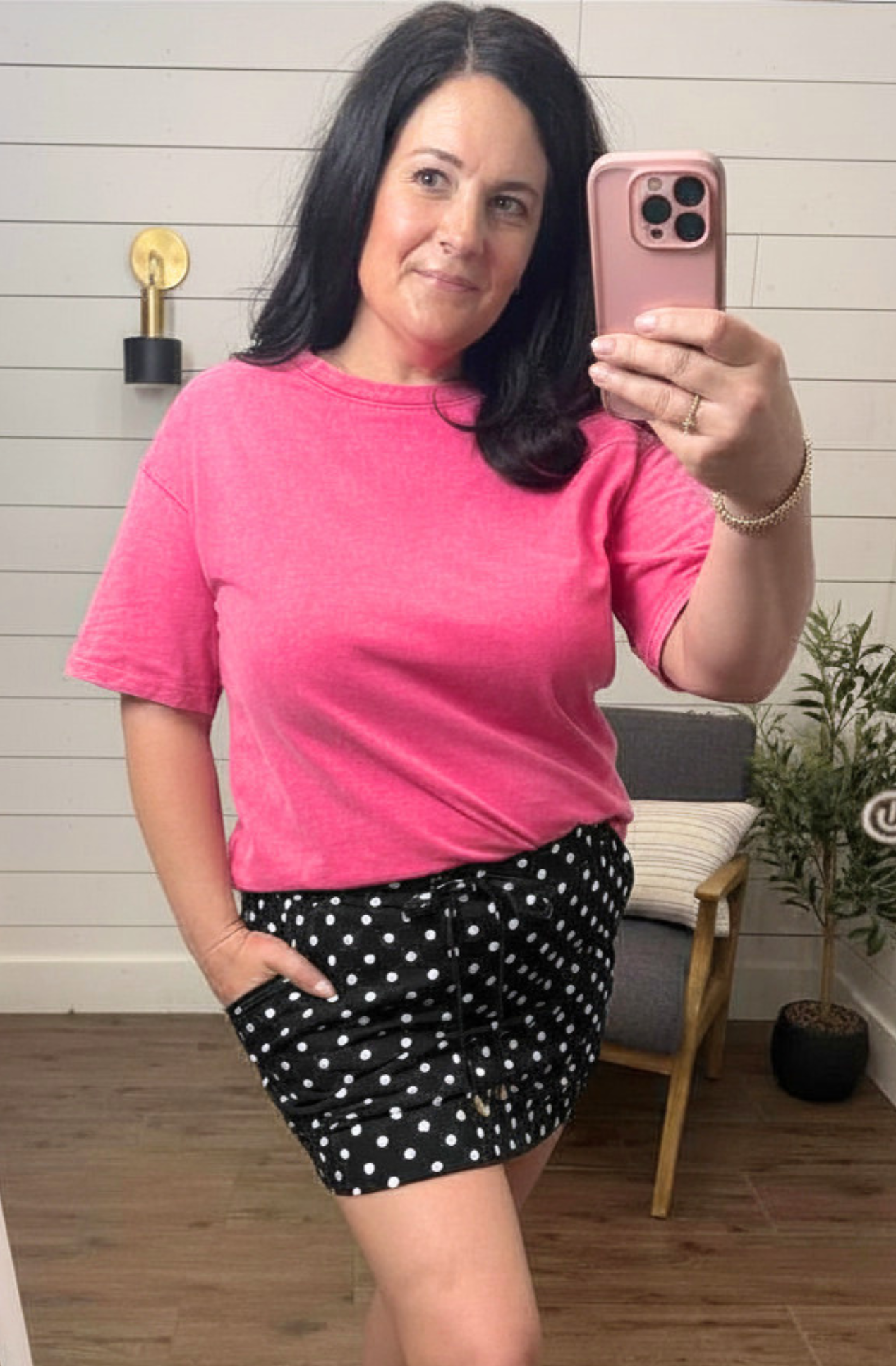 *ships free today* Black Polka Dot Drawstring Skort