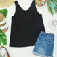 Vera V Neck Tank - Black