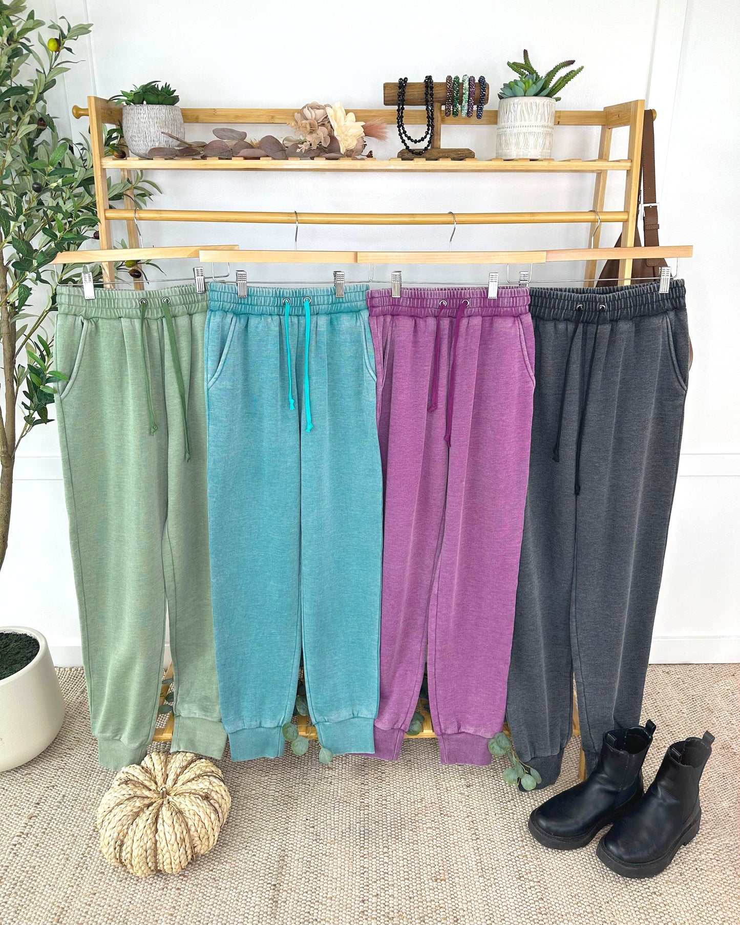 Vintage Wash Joggers - Purple