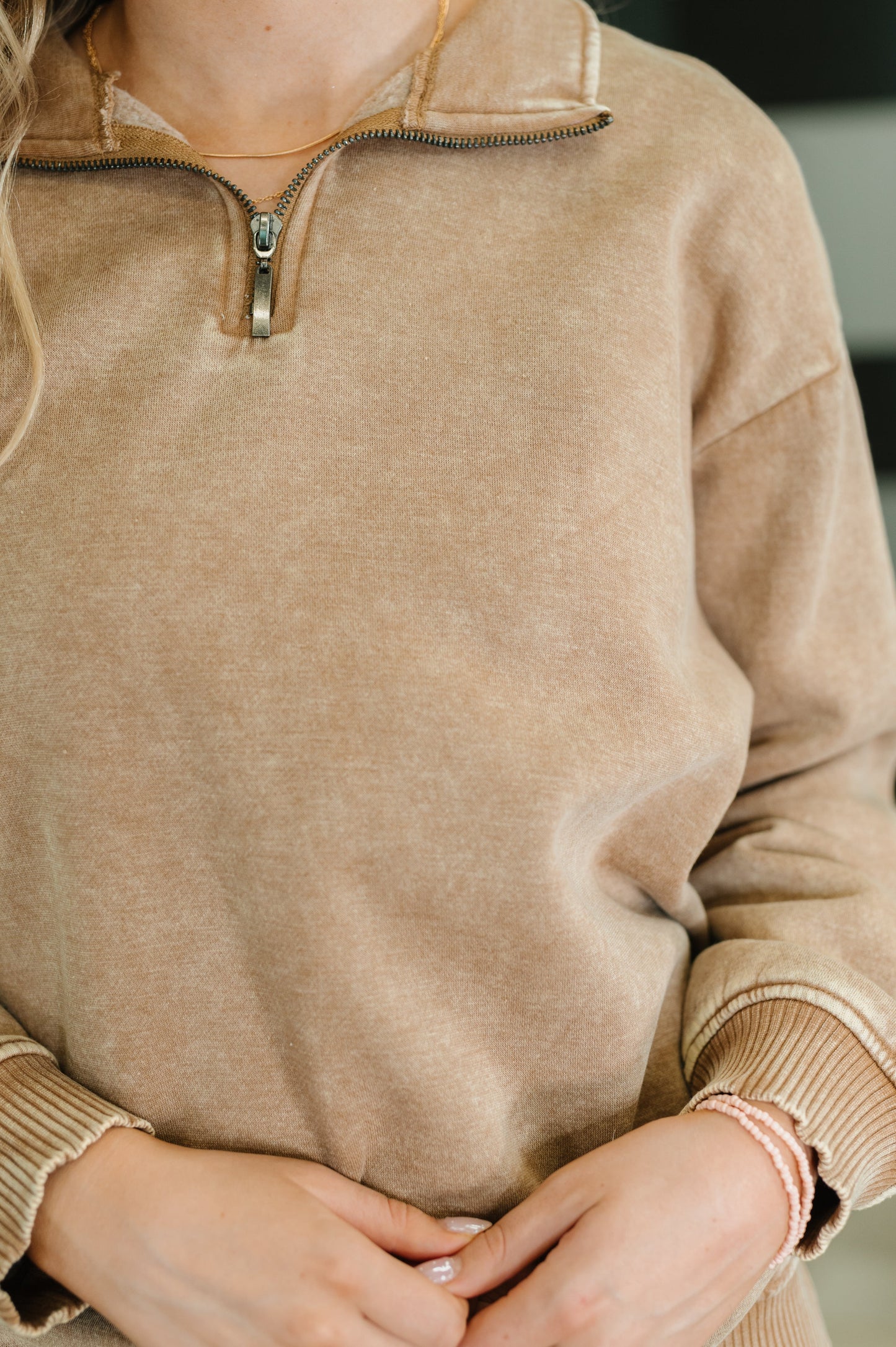 Remi Half Zip Pullover in Deep Camel