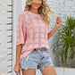 [4 colors] Openwork Round Neck Knit Top