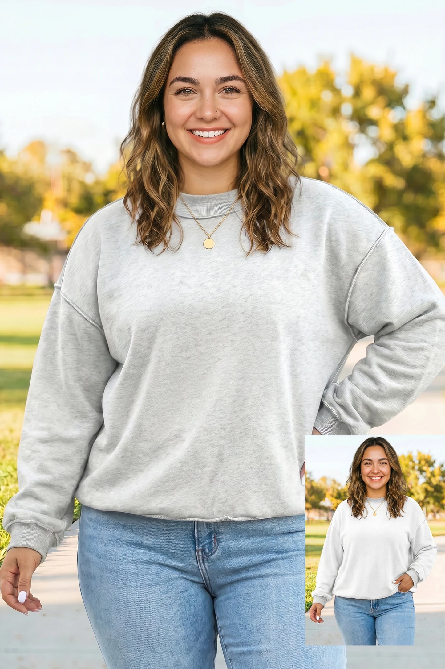 PLUS Oversize Drop Shoulder Reversible Mock Neck Sweatshirt - MANY COLORS