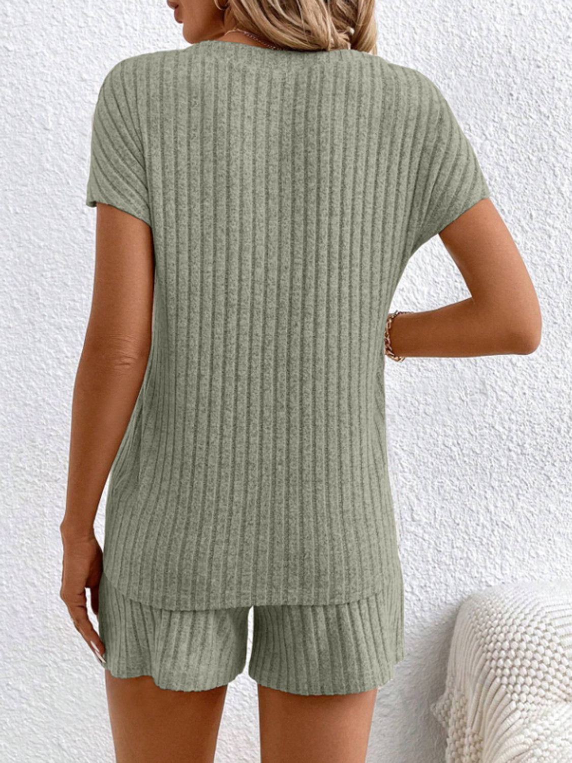 Sia Ribbed V-Neck Top and Shorts Set